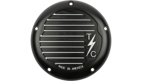 Thrashin Supply Co  Finned 5 Hole Derby Cover - M8 Bagger